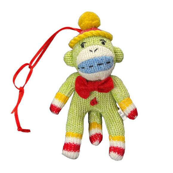 Vintage 90's 1997 Christmas Ornament Sock Monkey Collectible 4" Green Red Blue Y - Picture 13 of 14